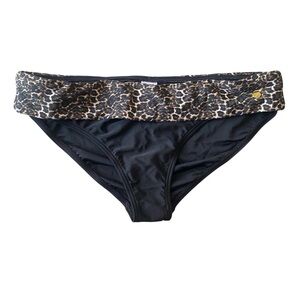 NWT Lascana Venus Leopard Print Black Swim Bottoms B7222610